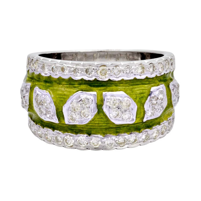 Mixed metal rings-Ring- Diamond (Enamel) (147BS)