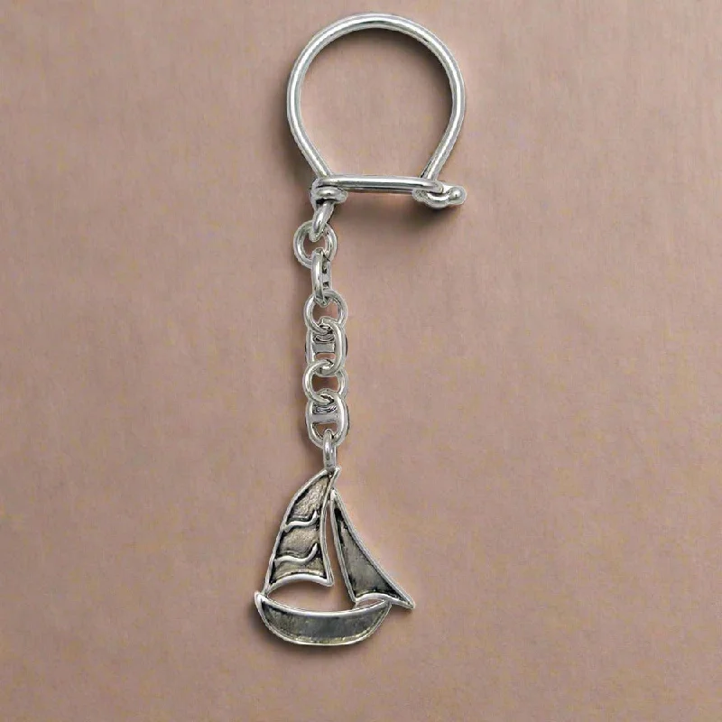 Hollow band rings-Greek Traditional Sailboat Key ring in sterling silver (MP-17)