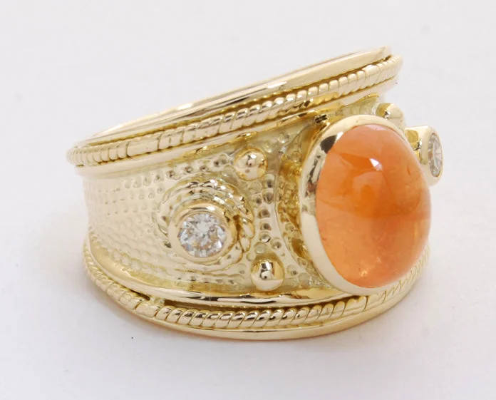 Layered design rings-Repair - Ring - Orange Garnet and Diamond (1824K)