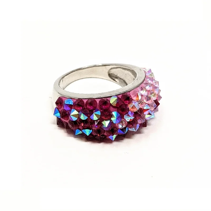 Baroque pearl rings-Iridescent Crystal Ring