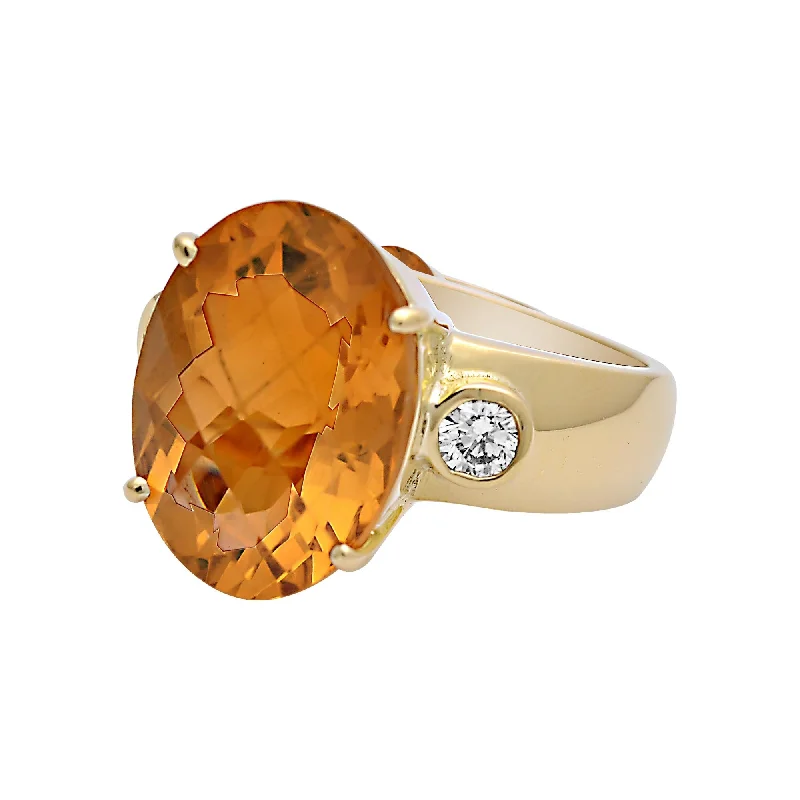 Retro style rings-Ring - Citrine and Diamond