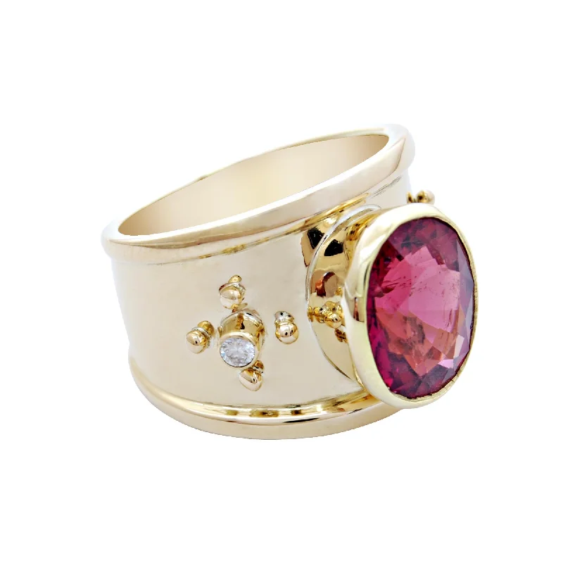 Two-tone rings-Ring-Rubellite and Diamond  (1766A)