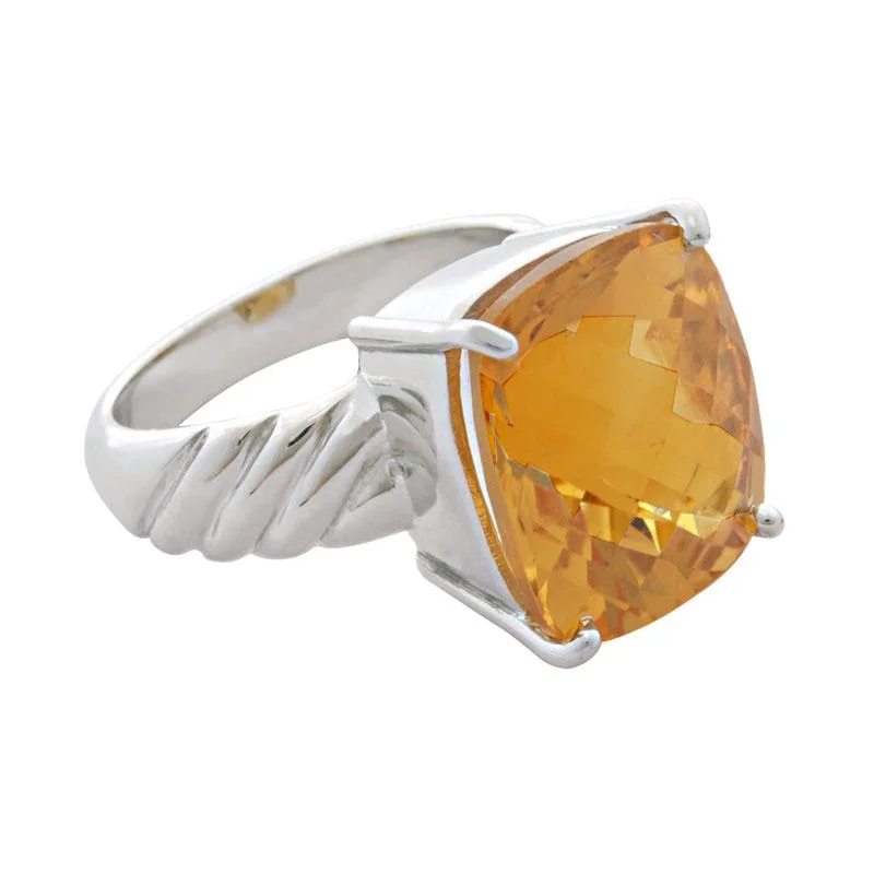 Hexagon shape rings-Ring-Citrine  (4CS)