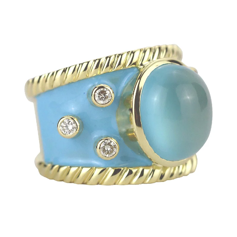 Spiral design rings-Repair - Ring Chalcedony And Diamond (enamel) - 2269C