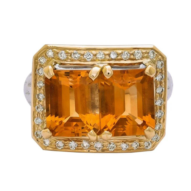 Bold statement rings-Ring- Citrine and Diamond  (24EM)