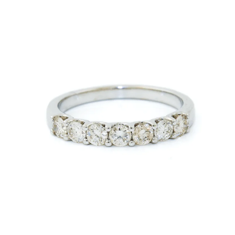 Modern minimalist rings-18k White Gold x Scalloped 3mm .74ct Round-Cut Diamond Septet