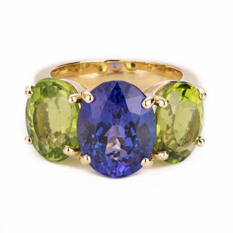 Vintage engagement rings-Repair - Ring - Tanzanite And Peridot - (2236C)