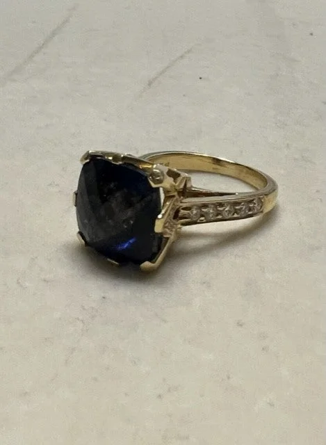 Wire-wrapped rings-Repair - Ring - Iolite and Diamond (1940C)