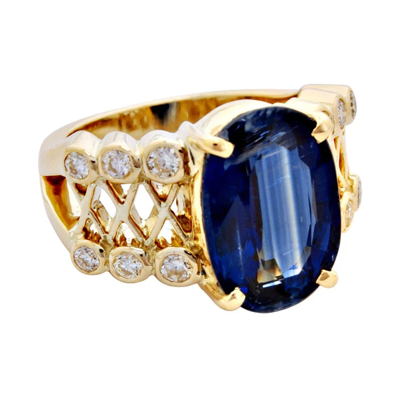 Tribal motif rings-Ring- Kyanite And Diamond (1860C)