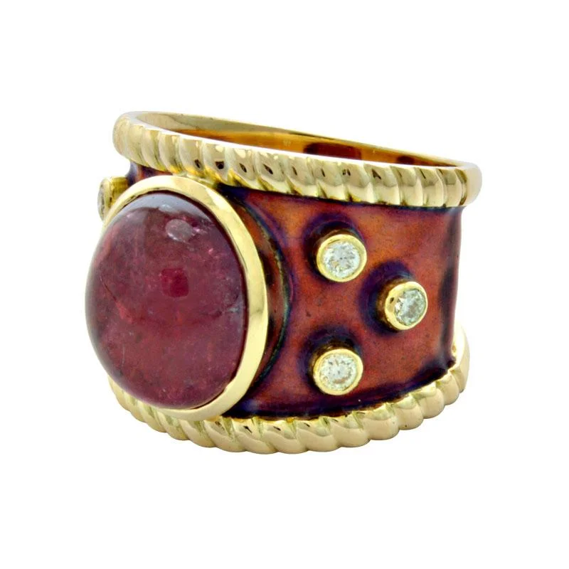 Evil eye rings-Ring-Rubellite and Diamond (Enamel)  (1926J)