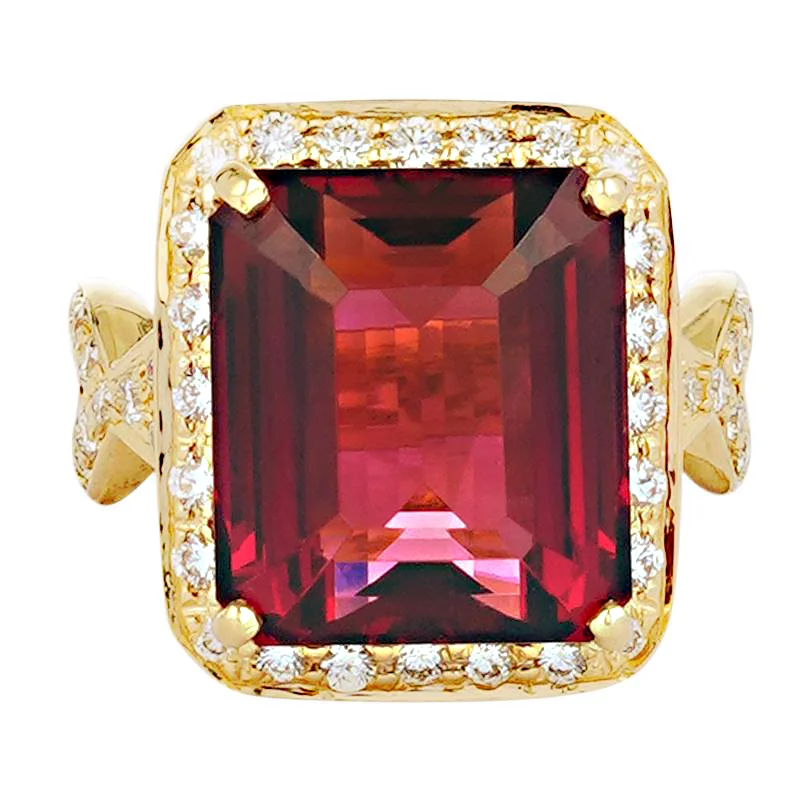 Hollow band rings-Ring - Pink Tourmaline and Diamond