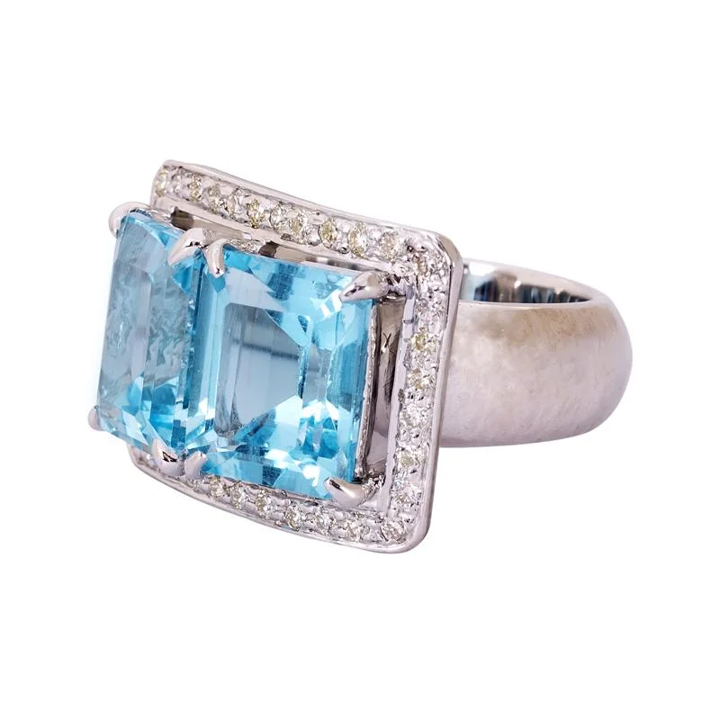 Art deco rings-Ring- Blue Topaz and Diamond  (255PS)