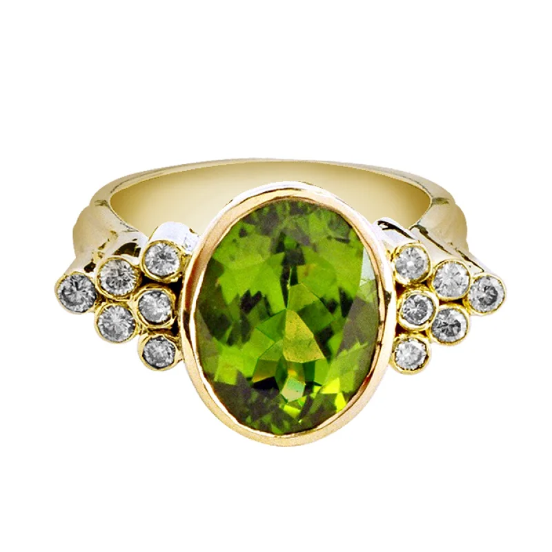 Hamsa hand rings-Ring-Peridot and Diamond  (1030C)