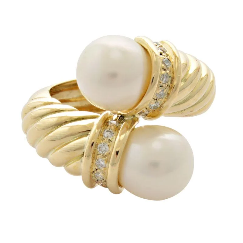 Antique gold rings-Ring-Pearl and Diamond  (1925G)