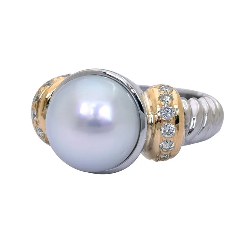 Sculptural band rings-Ring- South Sea Pearl and Diamond  (24IM)