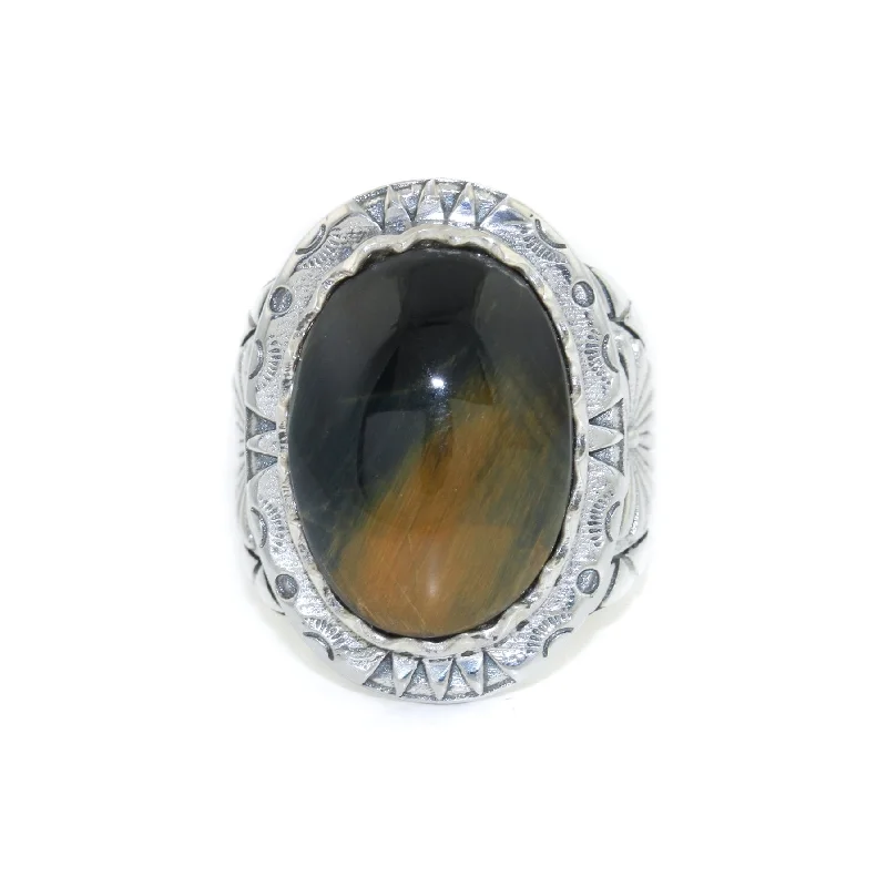 Star motif rings-The "Imperial Seal" x Blue Tiger's Eye by Kingdom