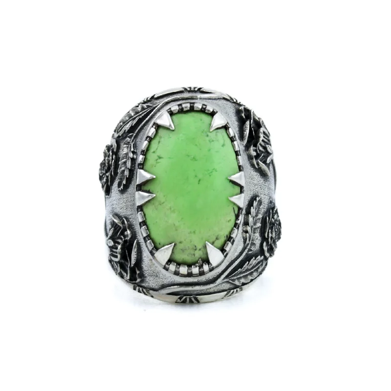 Organic form rings-"Kiss From The Rose" Ring x Neon Lemon Chrysoprase by Kingdom