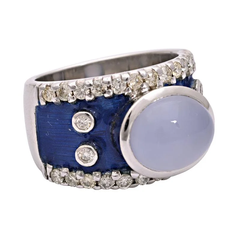 Knot design rings-Ring-Chalcedony and Diamond (Enamel)  (156JS)