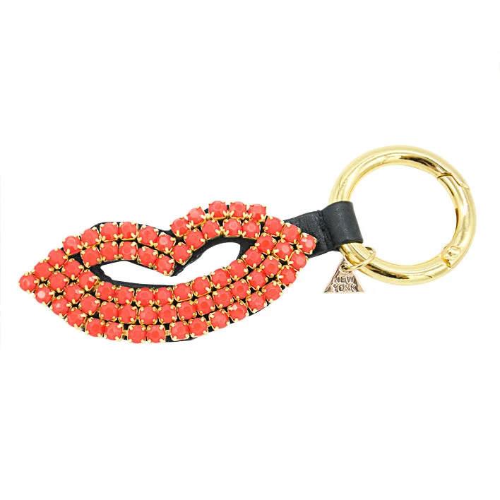 Layered design rings-Lips- Key Ring -Red Crystal Embroidery Motifs