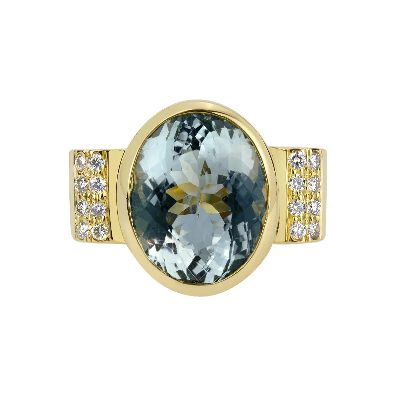 Moonstone rings-Ring- Aquamarine And Diamond (1174F)