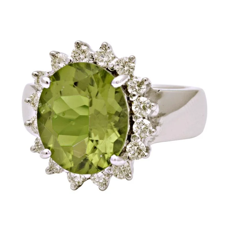 Layered design rings-Ring-Peridot and Diamond  (192CS)