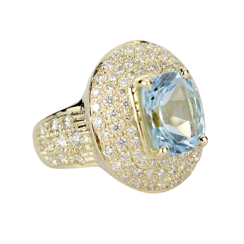 Two-tone rings-Ring - Blue Topaz And Diamond