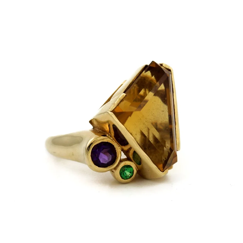 Evil eye rings-14K Avant-Garde Vintage Citrine Ring