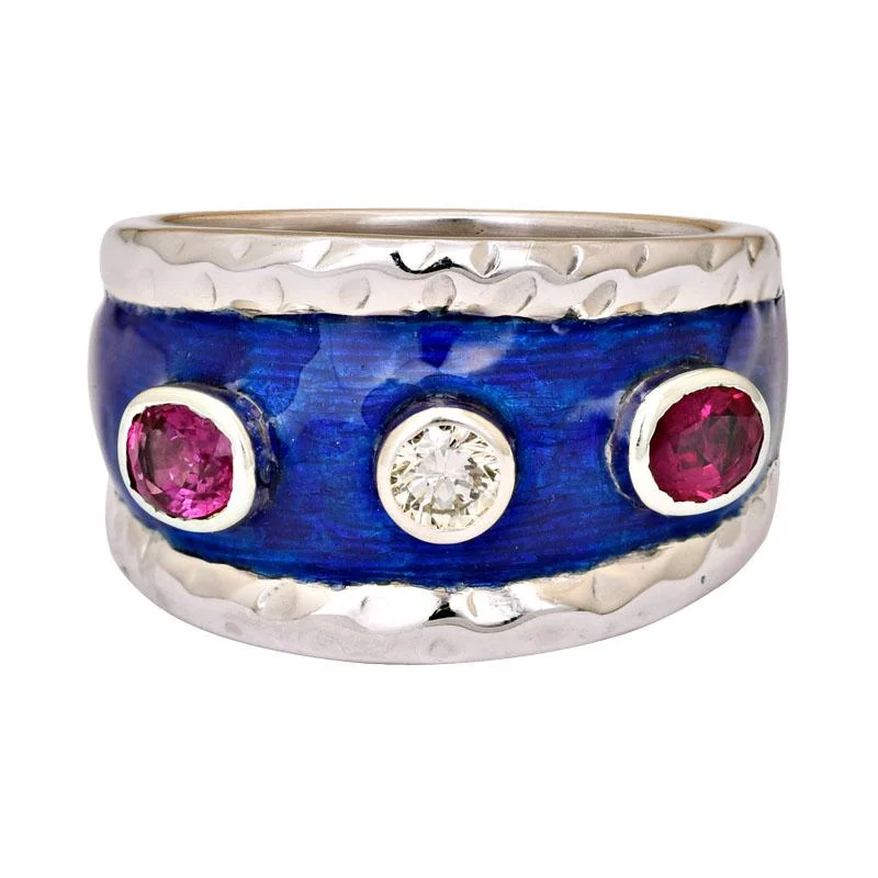 Retro style rings-Ring- Ruby and Diamond (Enamel)  (229QS)