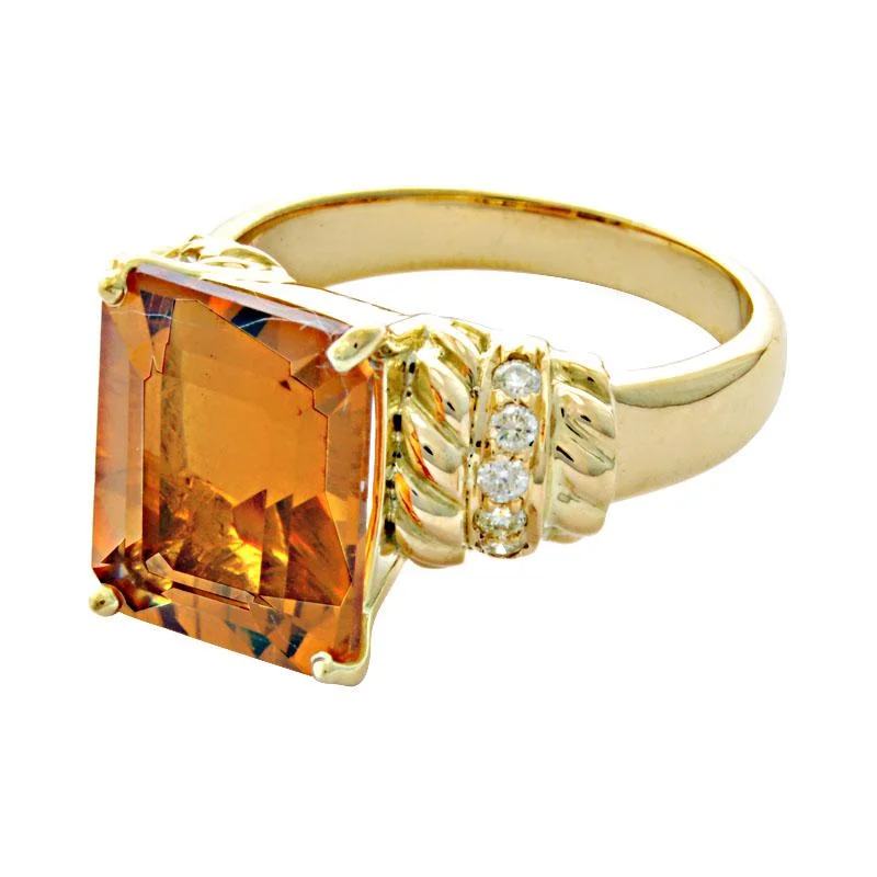 Swarovski crystal rings-Ring-Citrine and Diamond  (1915O)