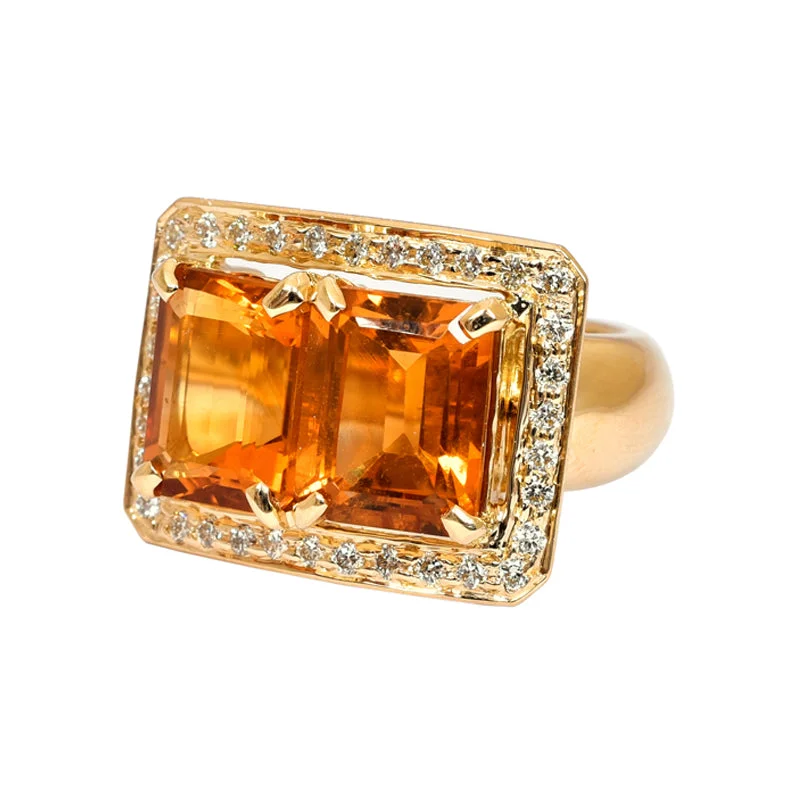 Adjustable open rings-Ring- Citrine and Diamond in 18k Gold