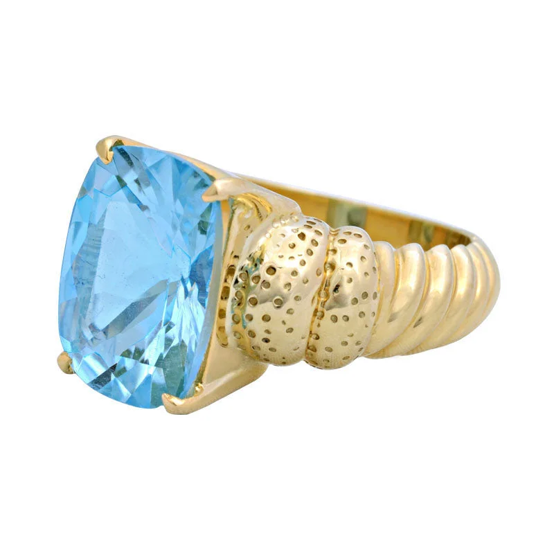 Magnetic clasp rings-Ring- Blue Topaz