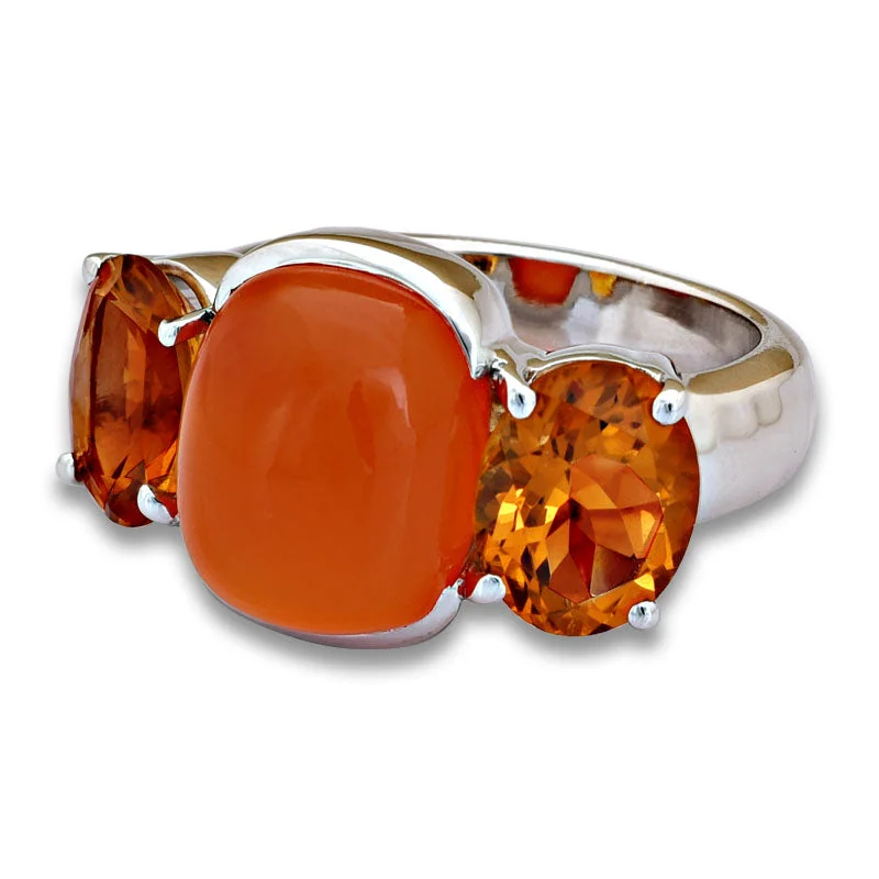 Emerald cut rings-Ring-Cornelian and Citrine