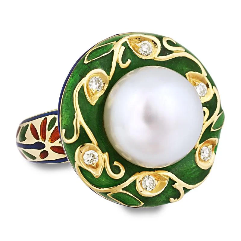 Starburst rings-Ring-South Sea Pearl and Diamond (Enamel)  (2022I)