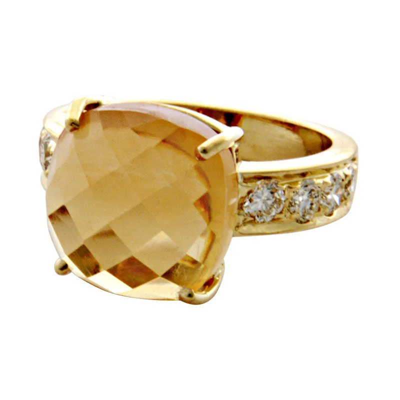 Gemstone stack rings-Ring- Citrine And Diamond (1930L)