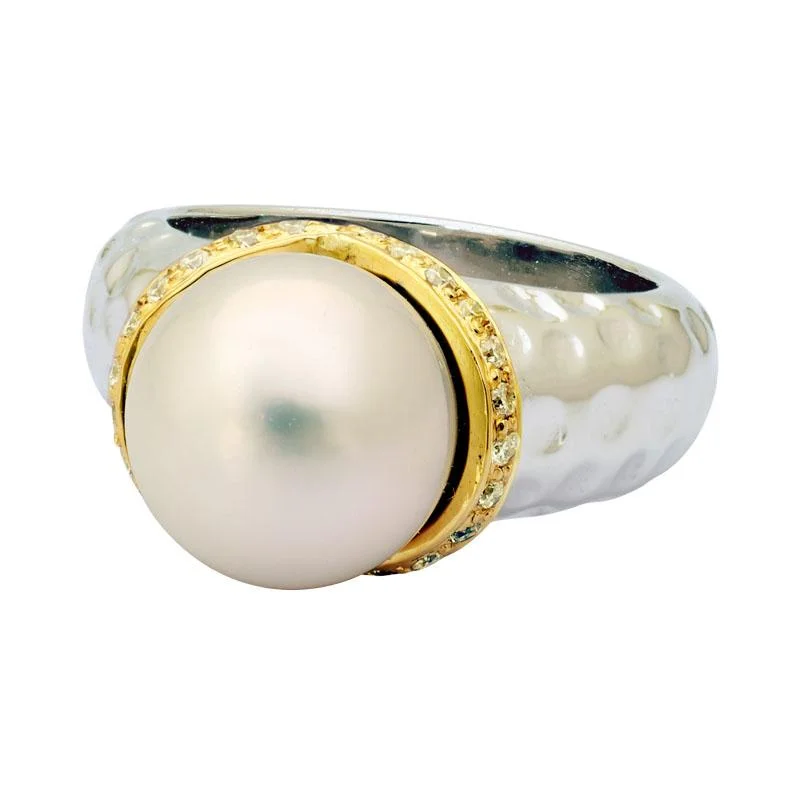 Nautical theme rings-Ring-South Sea Pearl and Diamond  (1PM)