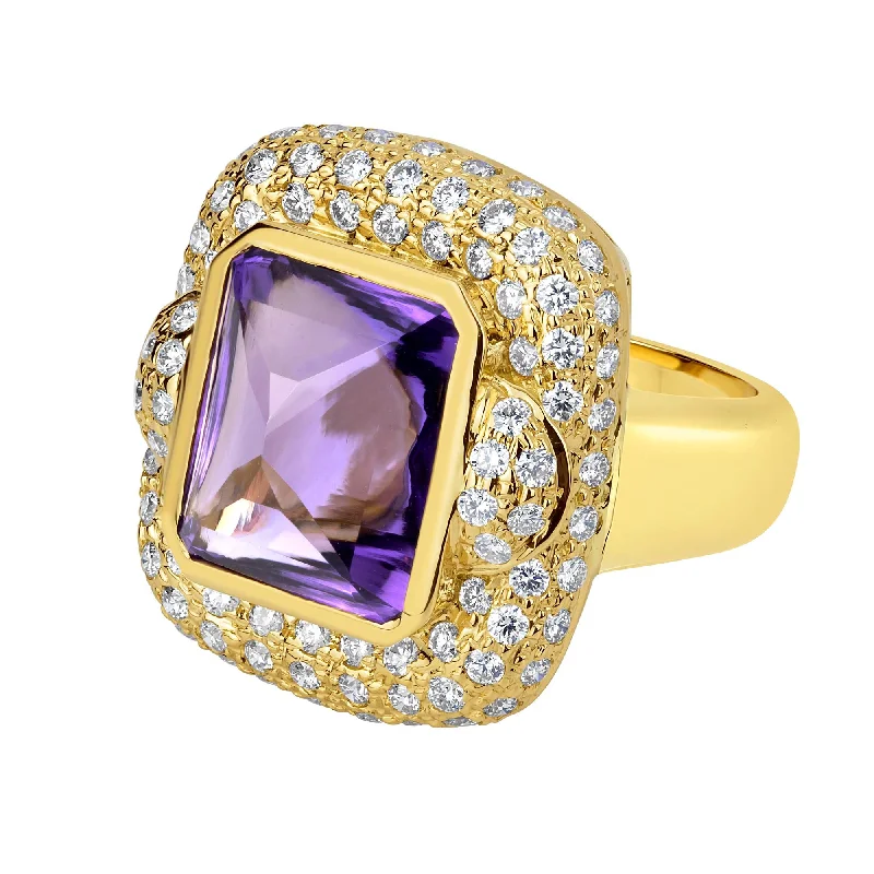 Two-tone rings-Ring - Amethyst And Diamond