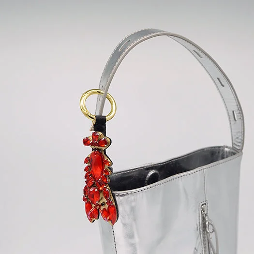 Organic form rings-Lobster- Key Ring- Red Crystals Stone Embellished