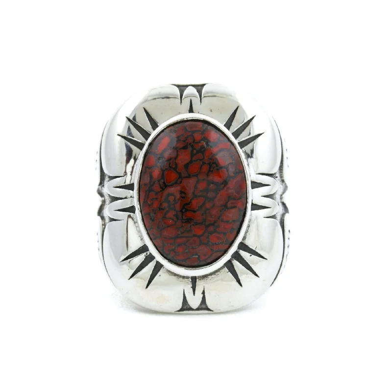 Retro style rings-Remarkable "Grand Hoa" Ring x Fossilized Dino Bone by Kingdom