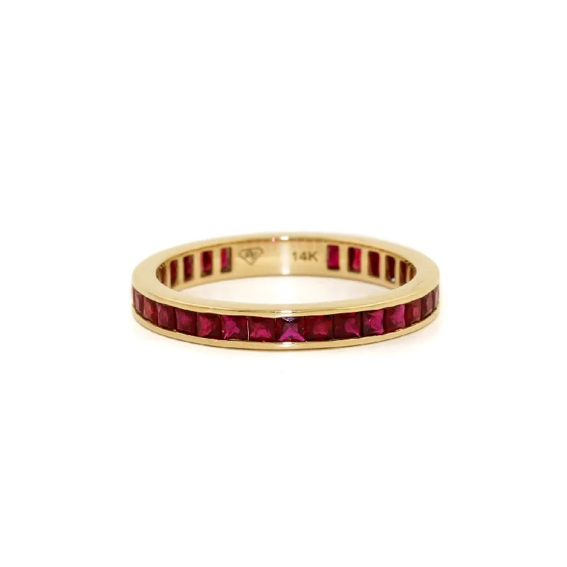 Layered design rings-14k x 3mm Ruby Channel-Set Eternity Band