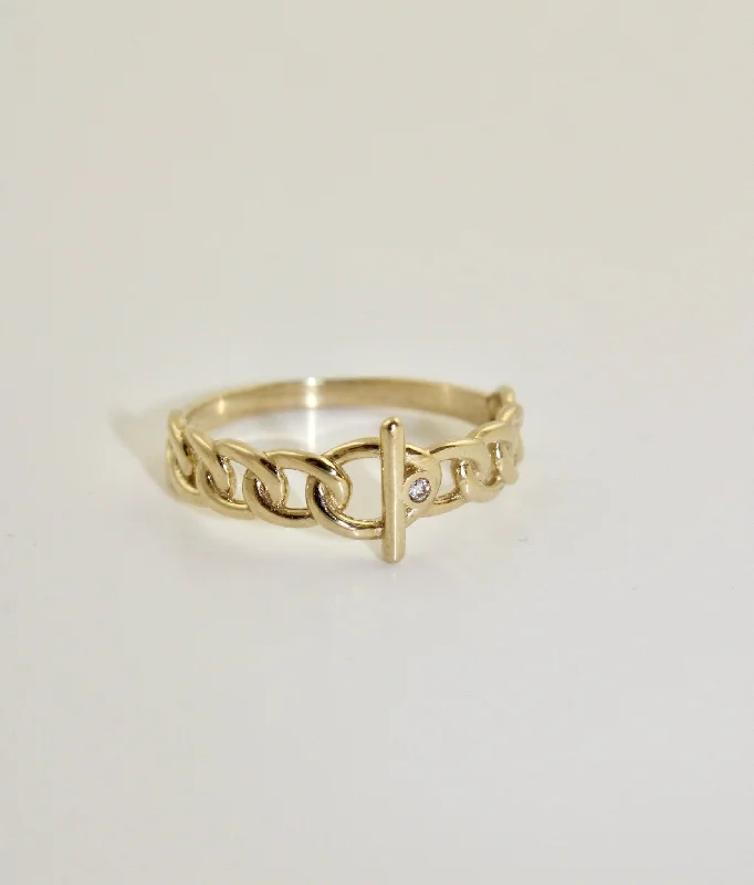 Rose gold rings-10K Gold Chain Band