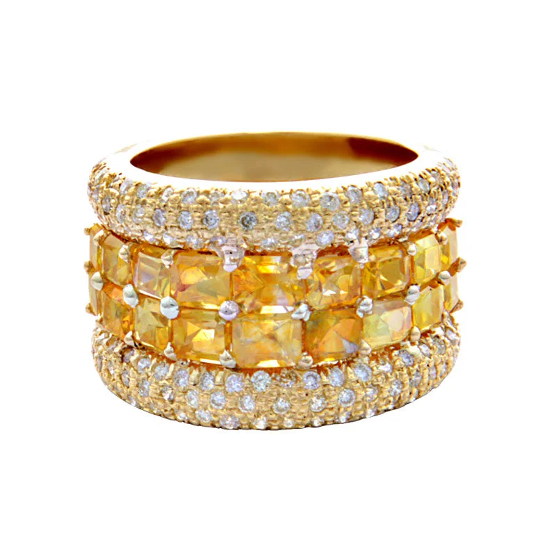 Gemstone stack rings-Ring - Yellow Sapphire and Diamond