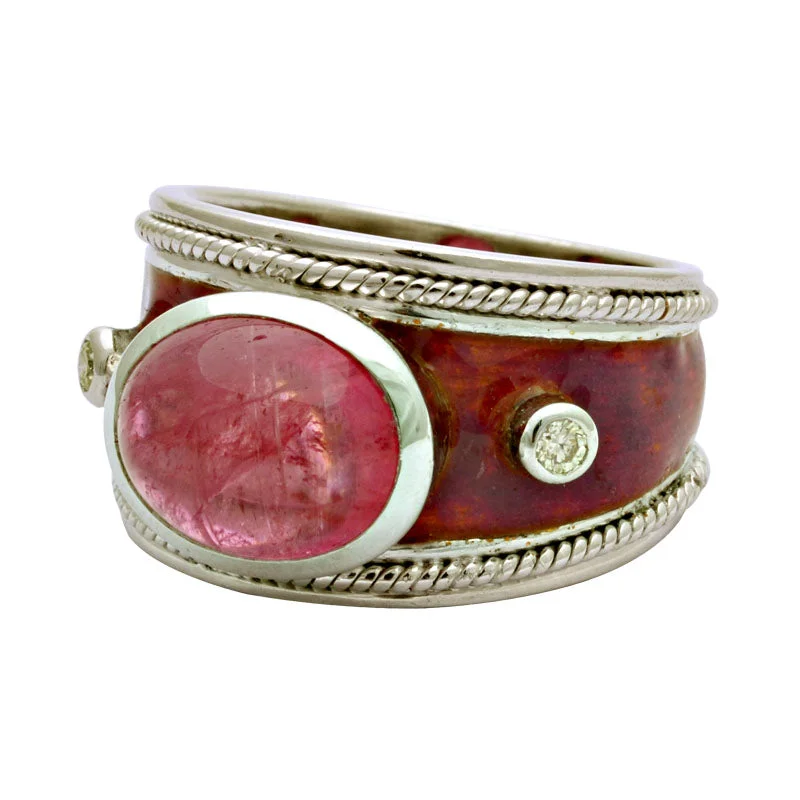 Lace-inspired rings-Ring- Rubellite And Diamond (Enamel) (130MS)