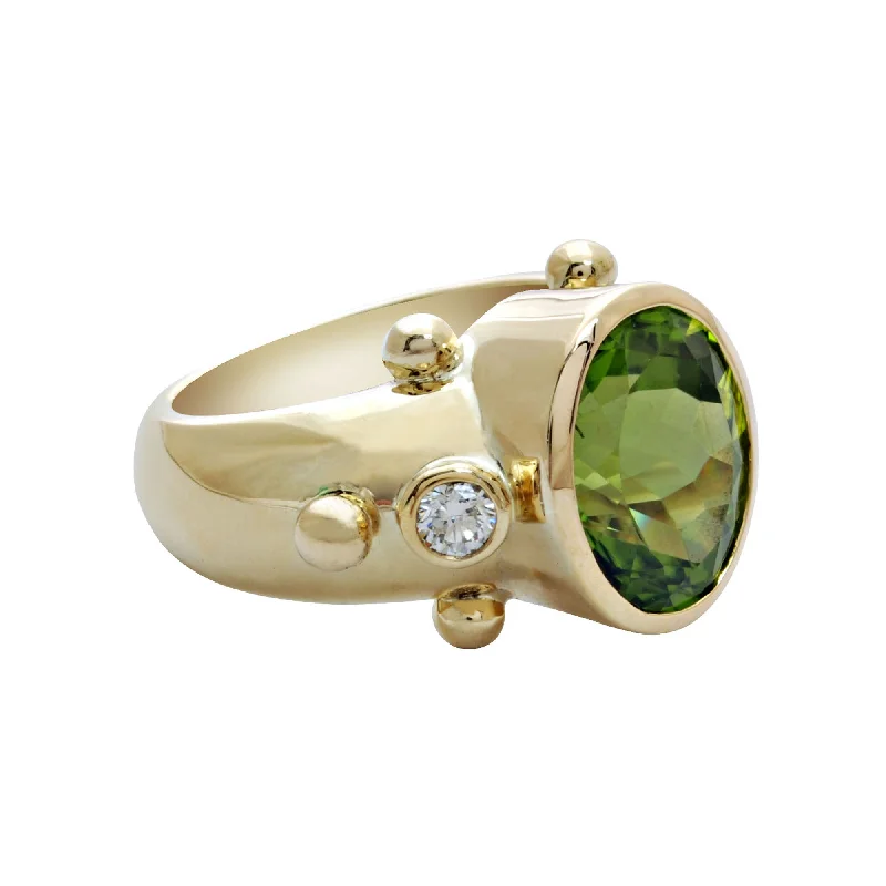 Toggle band rings-Ring - Peridot & Diamond