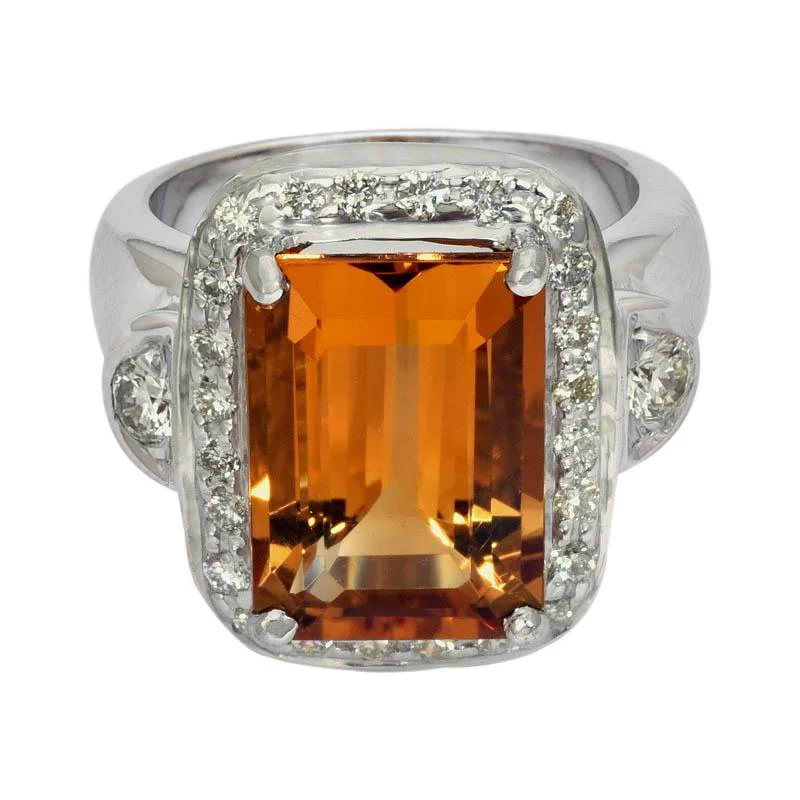 Citrine gem rings-Ring- Citrine and Diamond  (244IS)