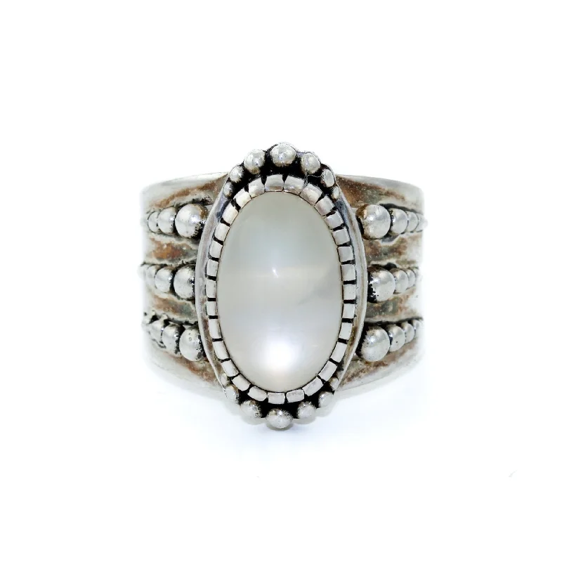 Gold band rings-Divine Moonstone Silver Ring