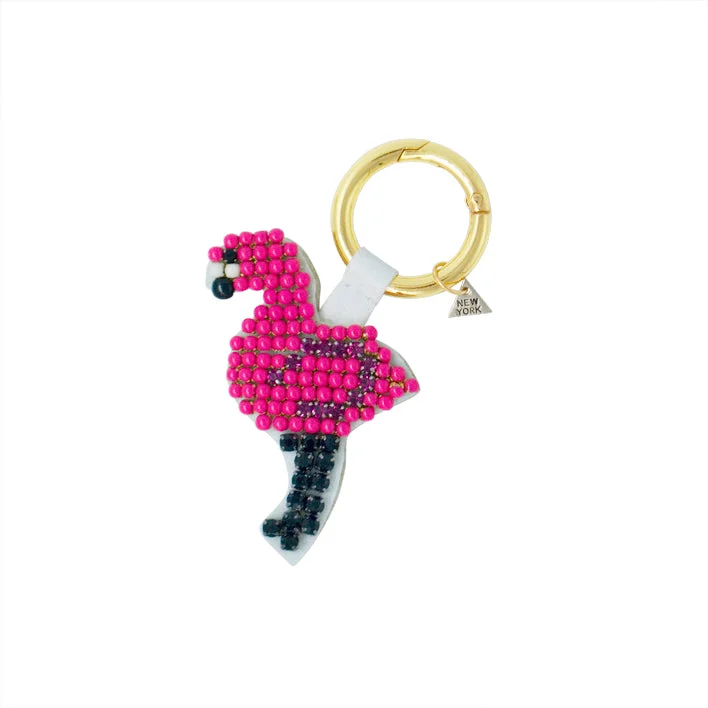 Birthstone stack rings-Flamingo- Key Ring-Pink Rhine Stone Embellished Motifs