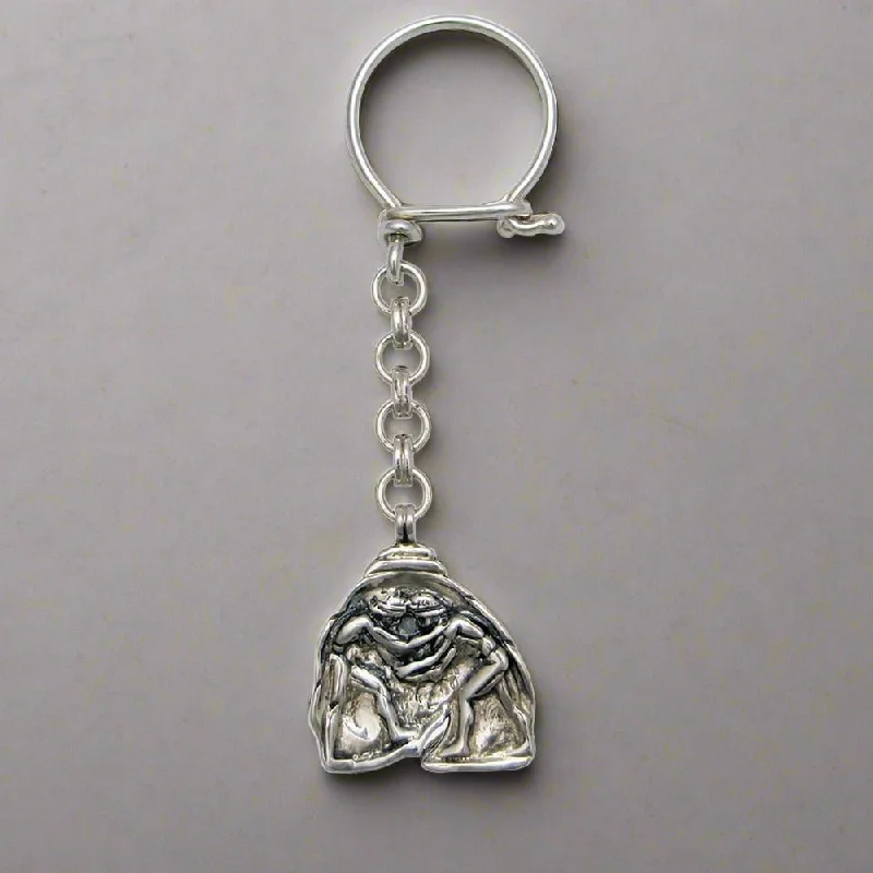 Retro style rings-Greek Olympic Wrestlers Key ring in sterling silver (MP-14)