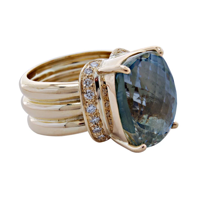 Celestial theme rings-Ring- Green Quartz And Diamond