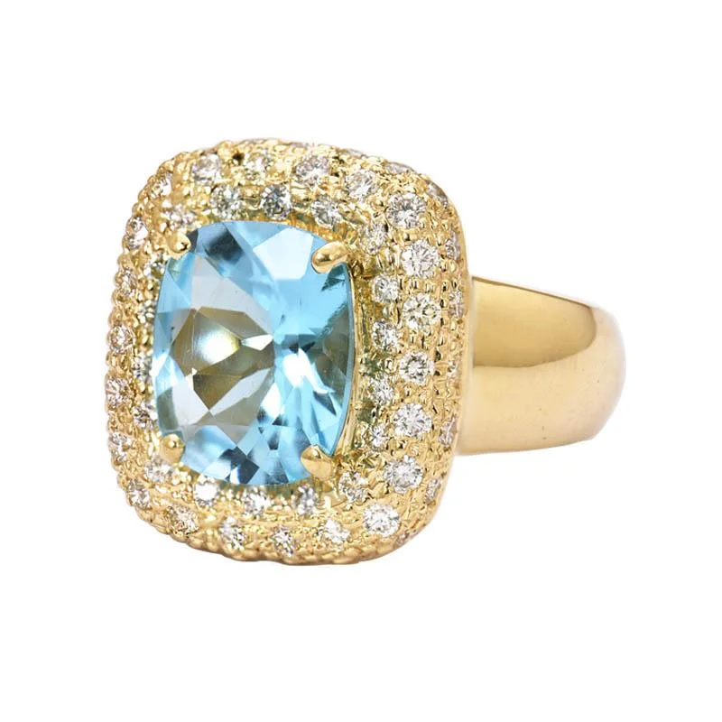 Turquoise inlay rings-Ring- Blue Topaz and Diamond  (2183N)