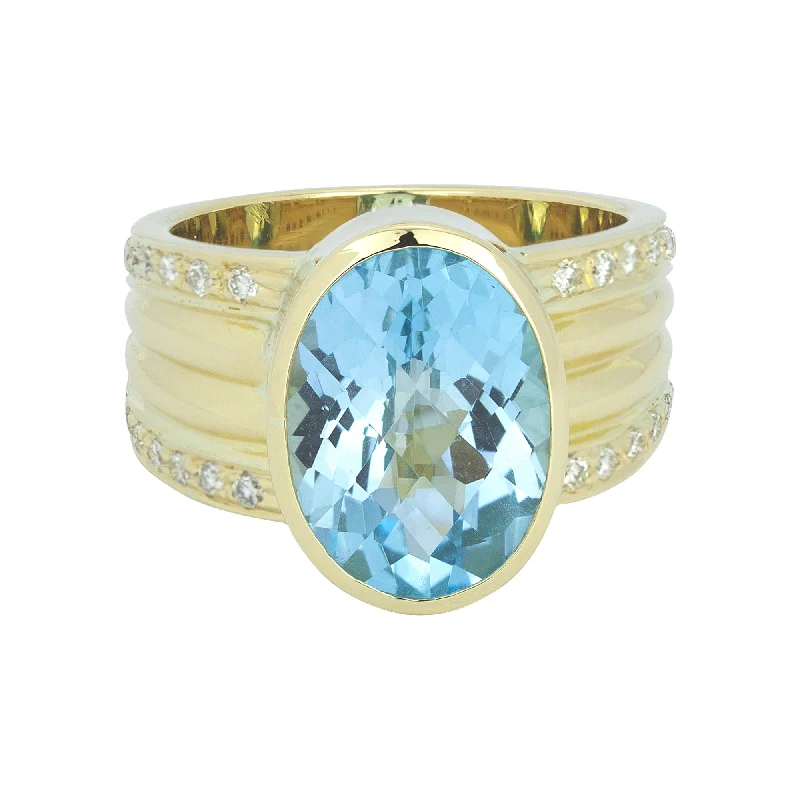 Butterfly motif rings-Ring - Blue Topaz And Diamond